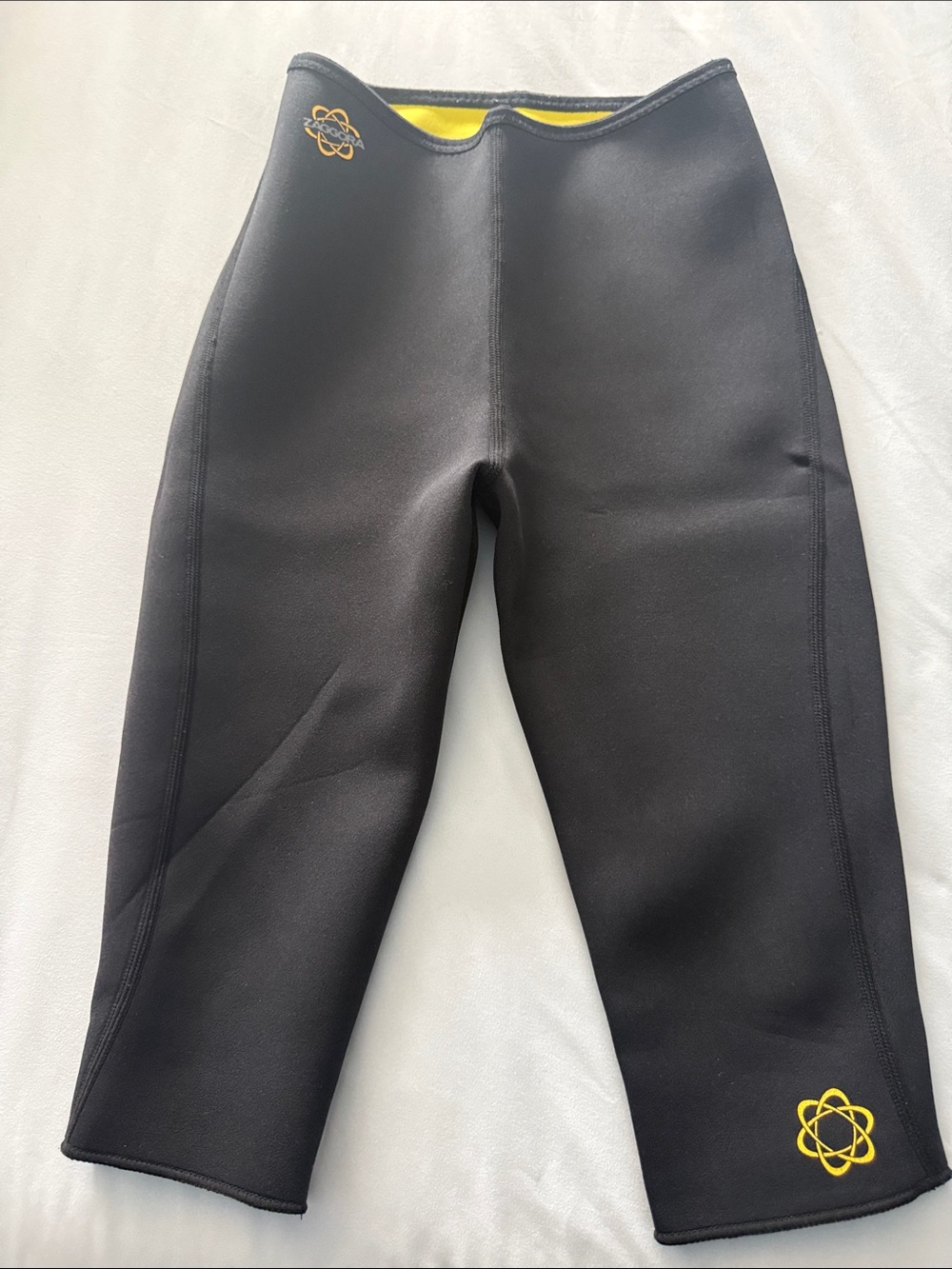Women's Black Neoprene Sweatpants with Yellow Logo Trim